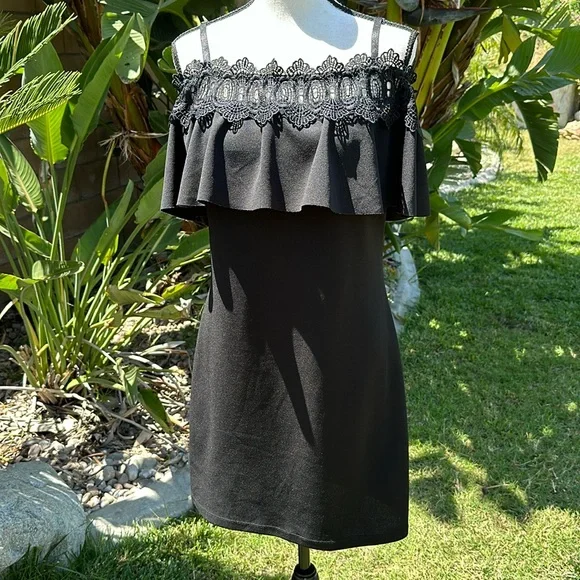 Bcx Dresses | Bcx Off Shoulder Lace Trim Dress, Size 13 Euc Lightweight | Color: Black | Size: 13j | Jksammygirl's Closet
